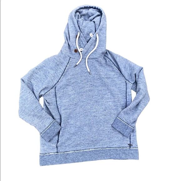 Express Tops - EXPRESS Fleece Blue Pullover Hoodie W/ Button Embellishments Size L